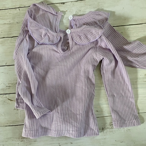 Girls Ruffles Short Sleeve Solid T-shirt Tops 9-12 & 12-18 Matching - Picture 2 of 5